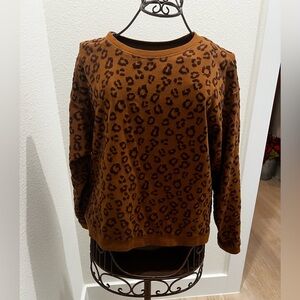 Leopard Print Brown Sweatshirt Size Medium